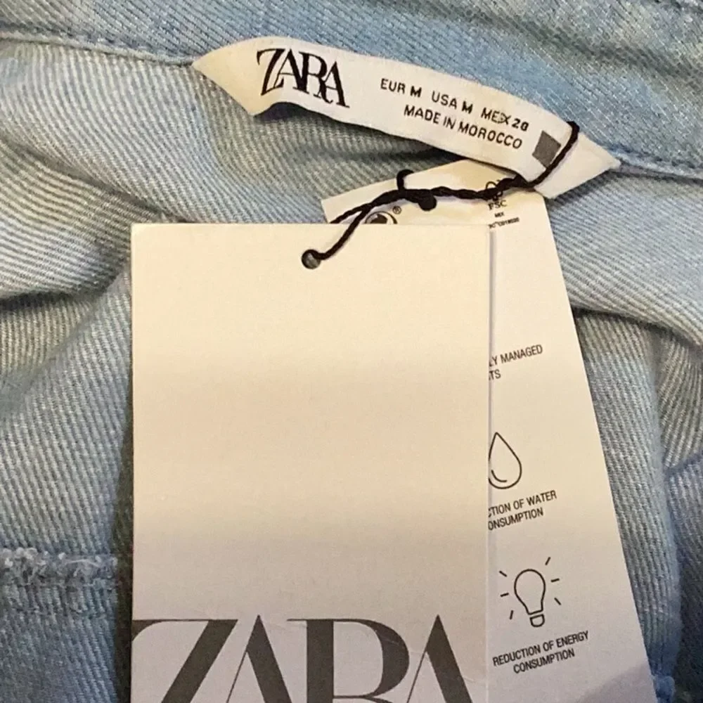 New Zara soft denim Shirt Midi Maxi belted Dress size Medium linen blend